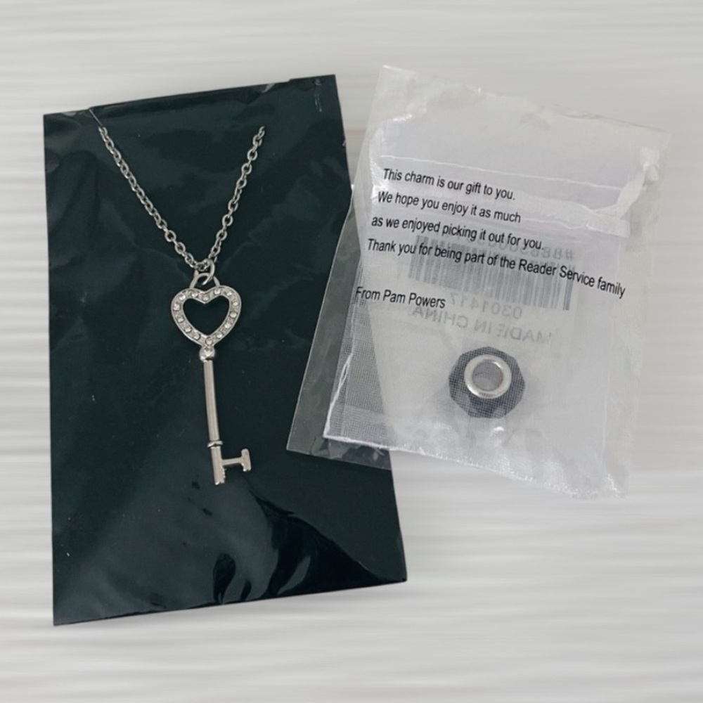 Reader Service Family Silver Heart Key Pendant Necklace and Charm